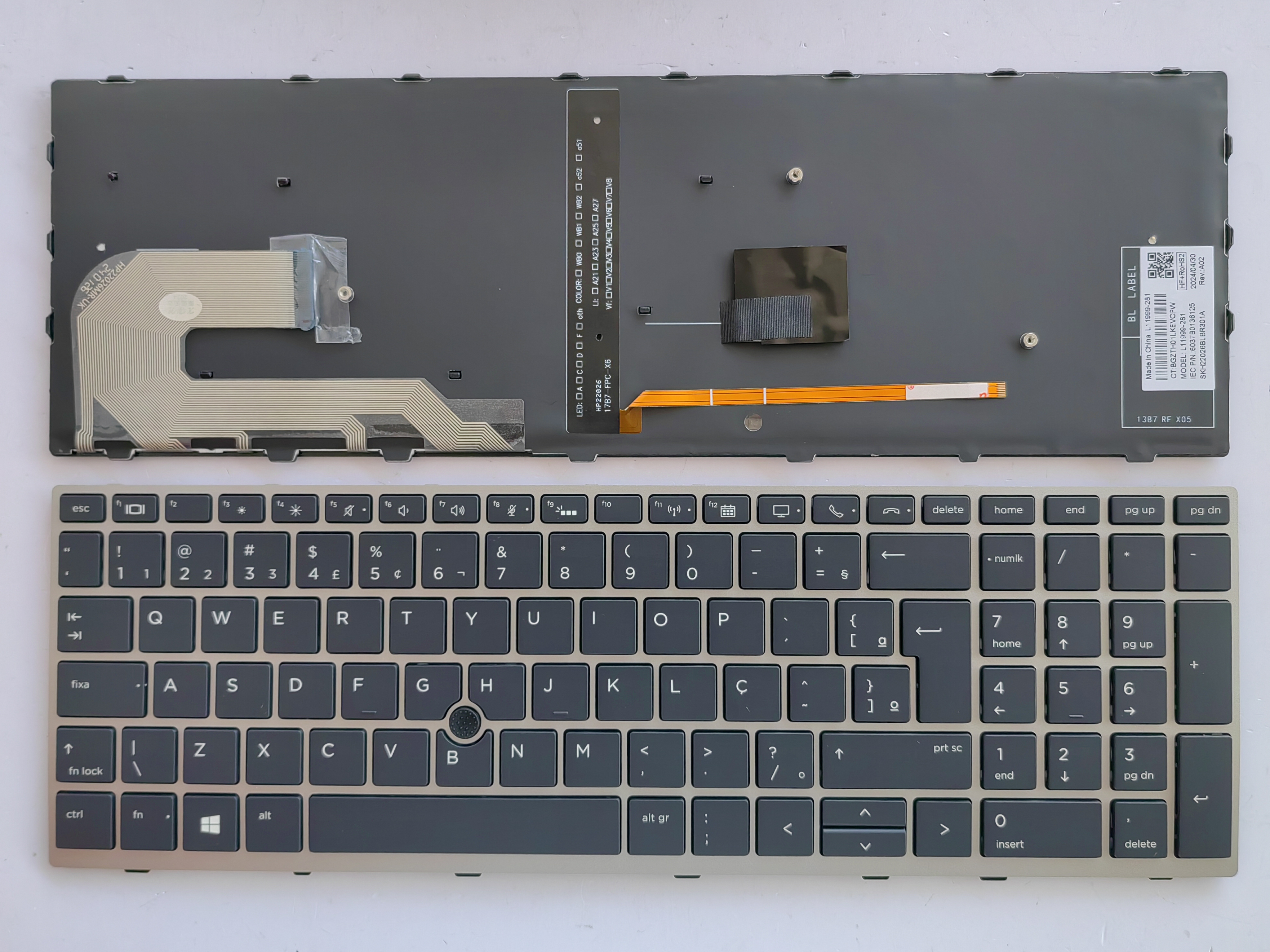 Picture of New Replacement Laptop Keyboard For HP 850G5/850G6 SILVER FRAME BLACK With Point Backlit (OEM) BR Layout